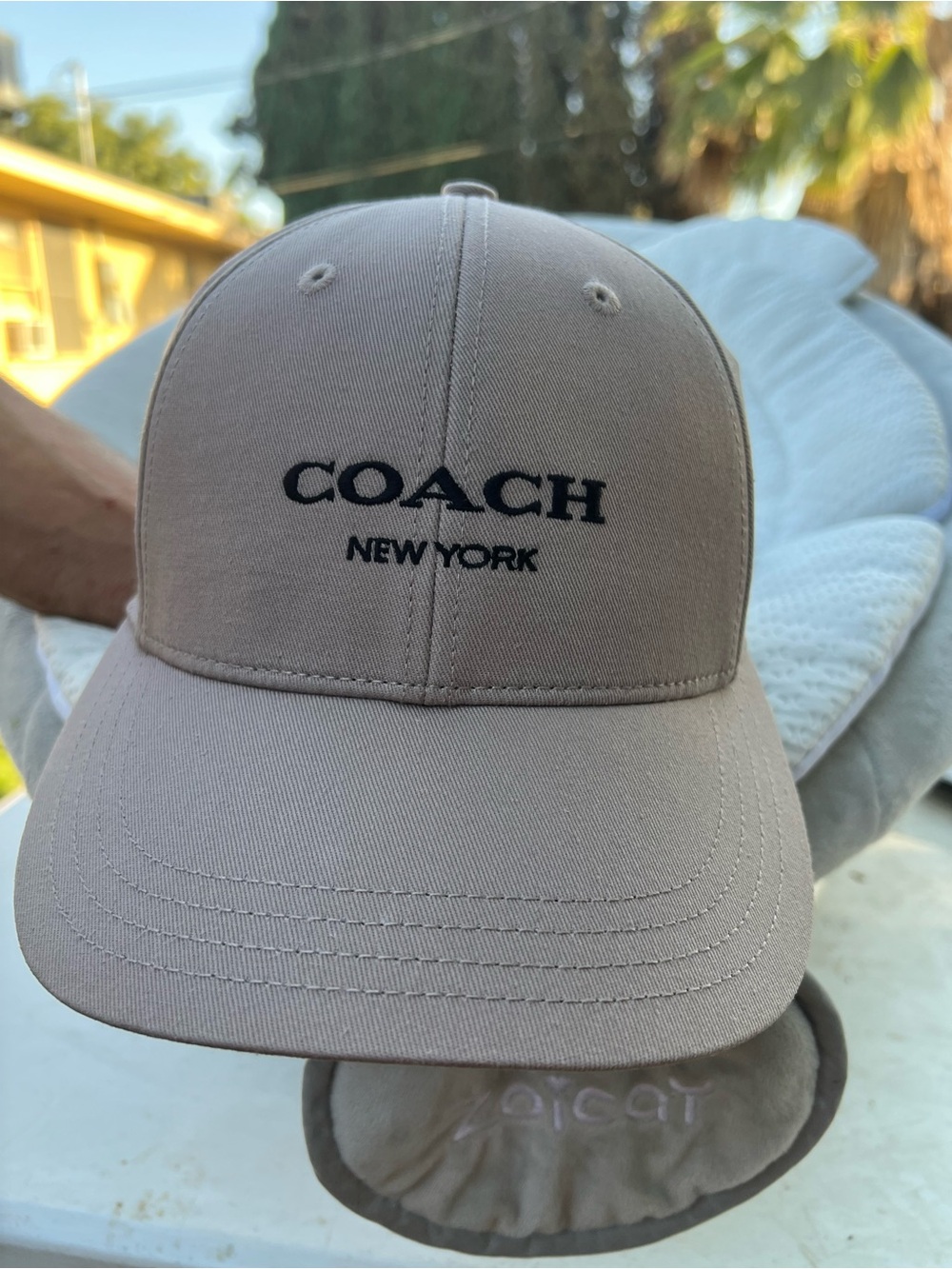 Coach New York Beige Cap with Black Logo